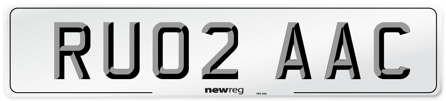 RU02 AAC Number Plate from New Reg